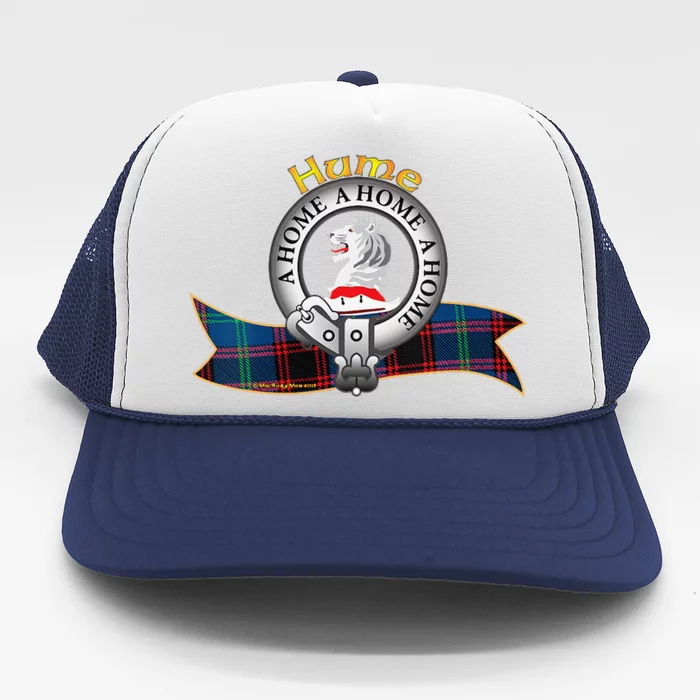 Hume Clan Tartan Crest Motto Trucker Hat