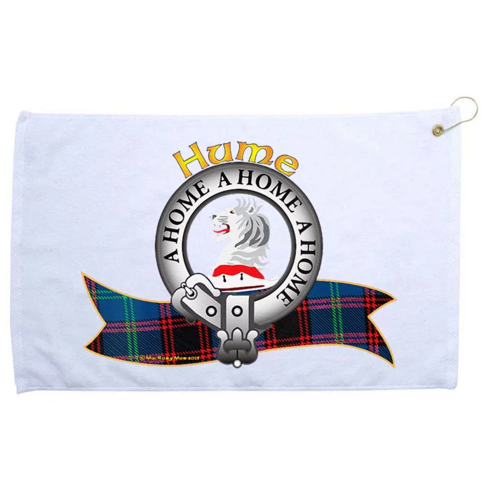 Hume Clan Tartan Crest Motto Grommeted Golf Towel