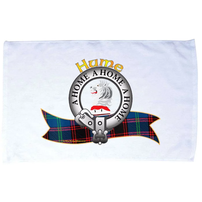 Hume Clan Tartan Crest Motto Microfiber Hand Towel