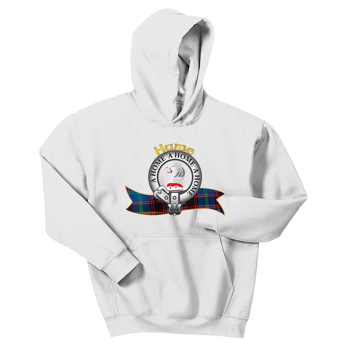 Hume Clan Tartan Crest Motto Kids Hoodie