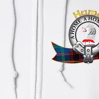 Hume Clan Tartan Crest Motto Full Zip Hoodie