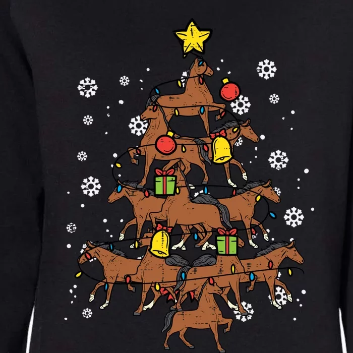 Horse Christmas Tree Xmas Pajamas Pjs Riding Girls Gift Womens California Wash Sweatshirt