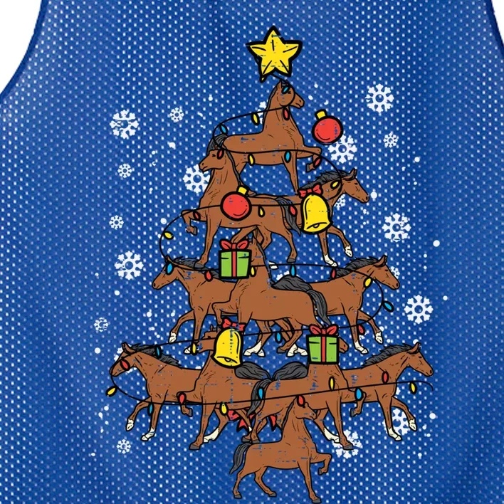 Horse Christmas Tree Xmas Pajamas Pjs Riding Girls Gift Mesh Reversible Basketball Jersey Tank