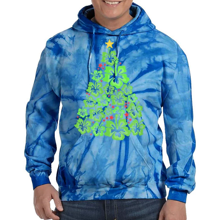 Hawaiian Christmas Tree Mele Kalikimaka Hawaii Tropical Tie Dye Hoodie