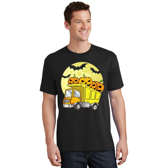 Halloween Construction Truck Pumpkin T-Shirt