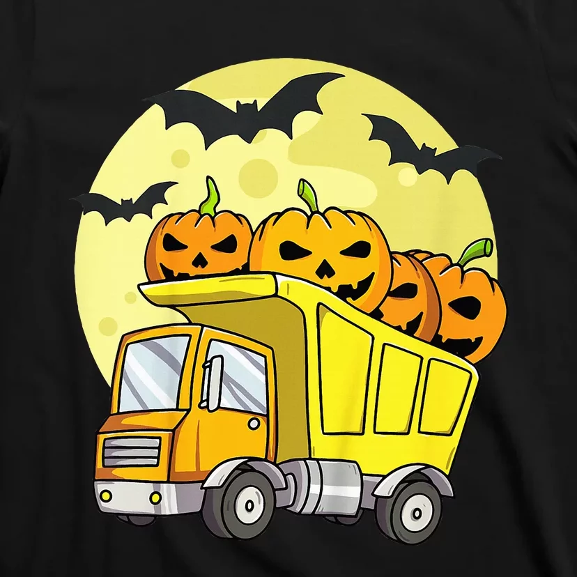 Halloween Construction Truck Pumpkin T-Shirt