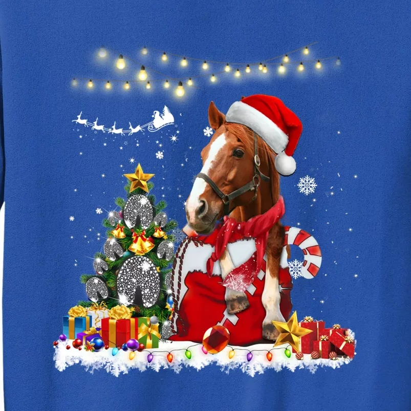 Horse Christmas Tree Hat Santa Lights Funny Horse Xmas Gift Sweatshirt