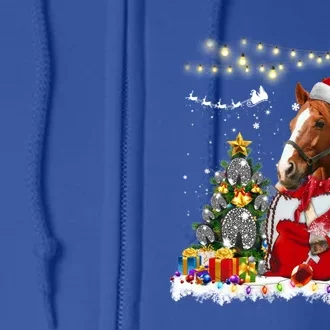 Horse Christmas Tree Hat Santa Lights Funny Horse Xmas Gift Full Zip Hoodie