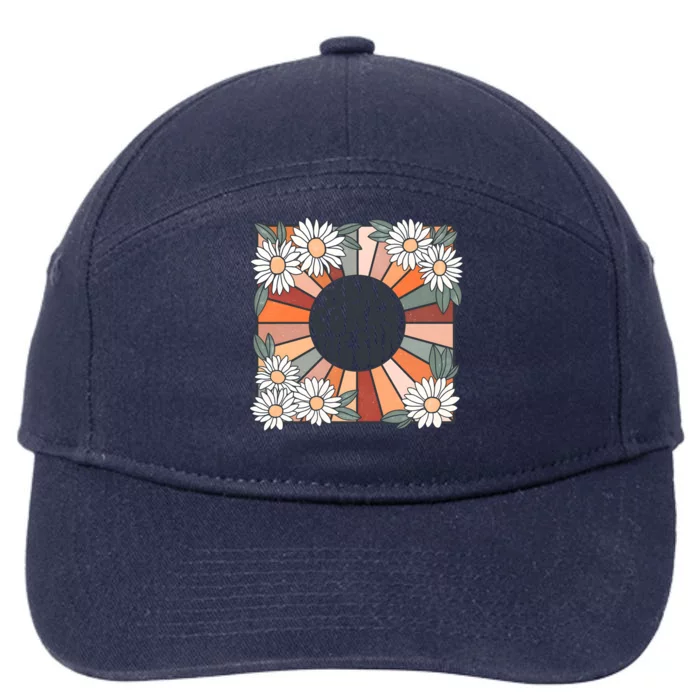 Here Comes The Sun Retro Flower Floral 7-Panel Snapback Hat