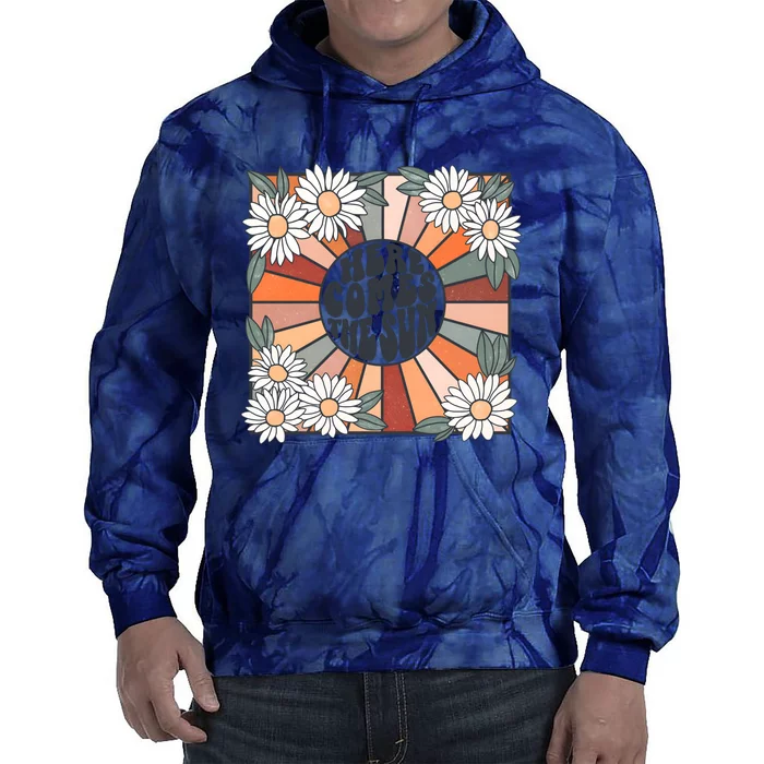 Here Comes The Sun Retro Flower Floral Tie Dye Hoodie