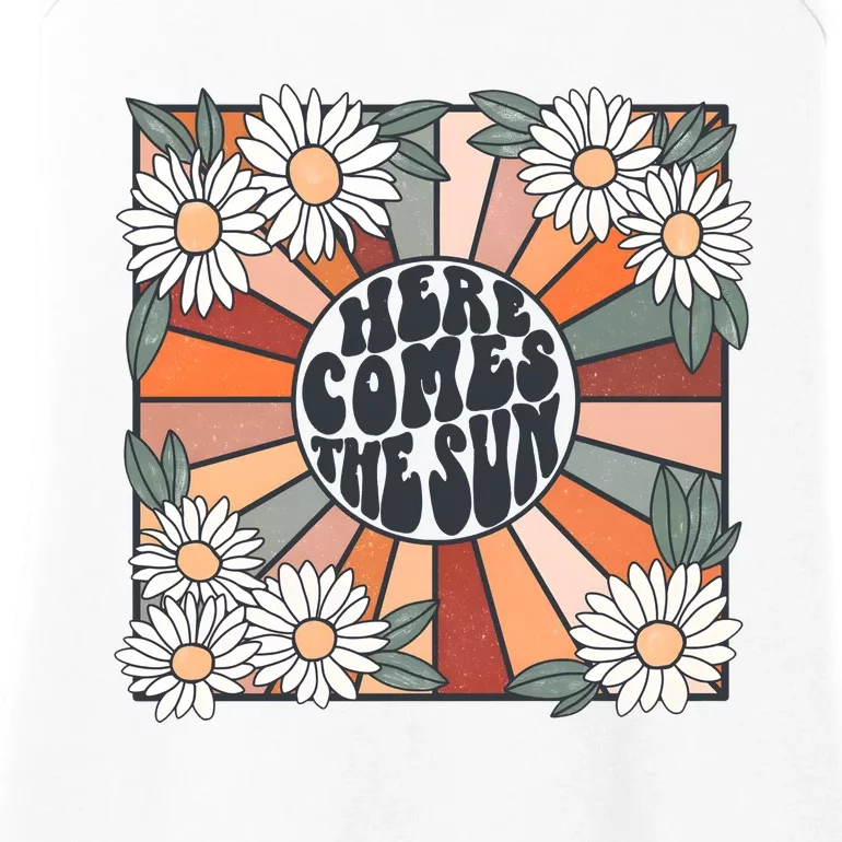 Here Comes The Sun Retro Flower Floral Ladies Essential Tank