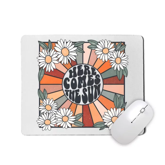 Here Comes The Sun Retro Flower Floral Mousepad