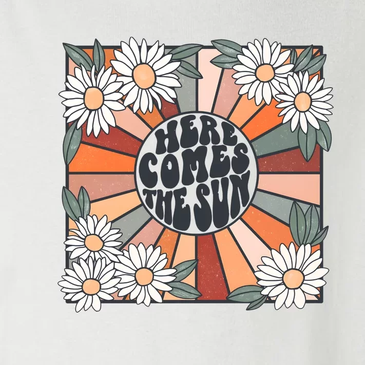 Here Comes The Sun Retro Flower Floral Toddler Long Sleeve Shirt