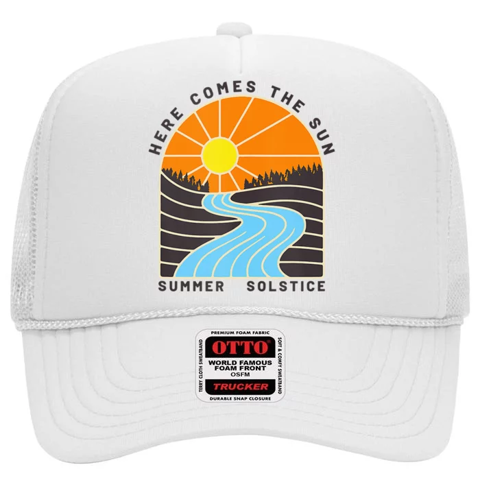 Here Comes The Sun Summer Solstice High Crown Mesh Trucker Hat