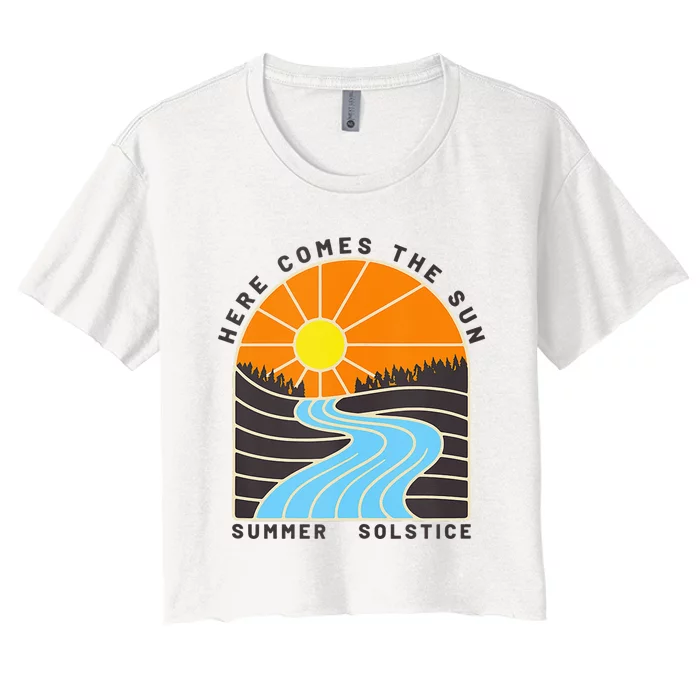 Here Comes The Sun Summer Solstice Women's Crop Top Tee