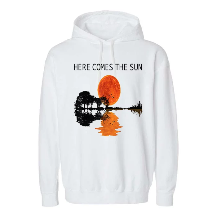 Here Comes The Sun Guitar Shadow Sunset Garment-Dyed Fleece Hoodie