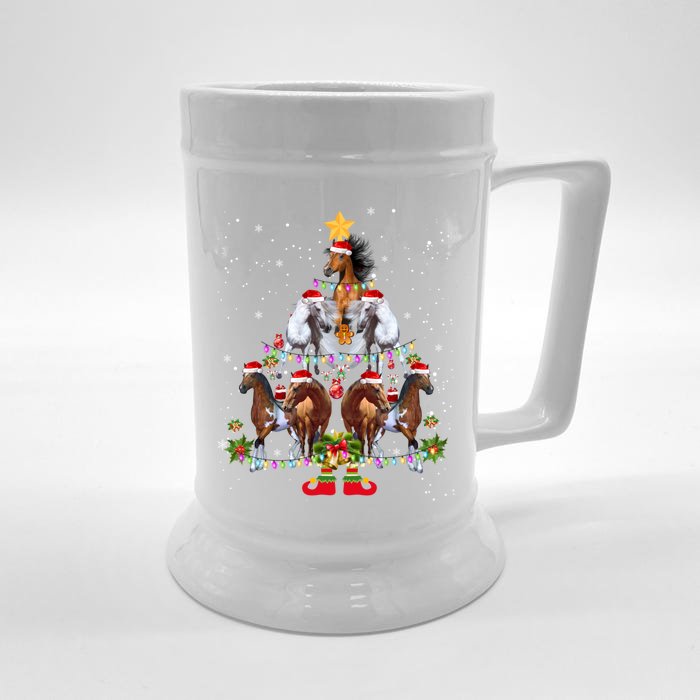 Horse Christmas Tree Xmas Merry Pajamas Xmas Horse Lover Gift Front & Back Beer Stein