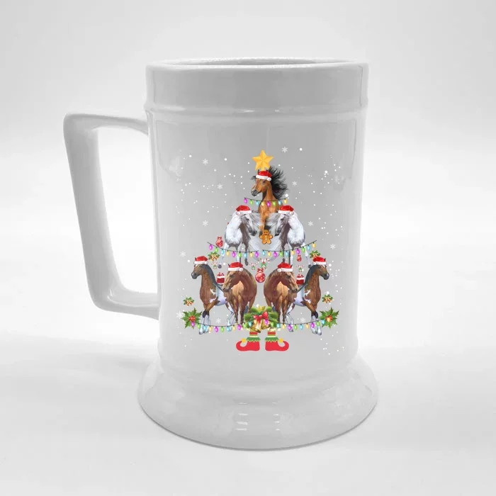 Horse Christmas Tree Xmas Merry Pajamas Xmas Horse Lover Gift Front & Back Beer Stein