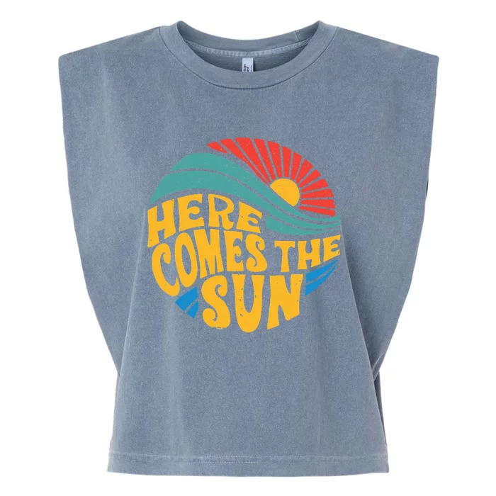 Here Comes The Sun Music Lover Graphic Garment-Dyed Women's Muscle Tee