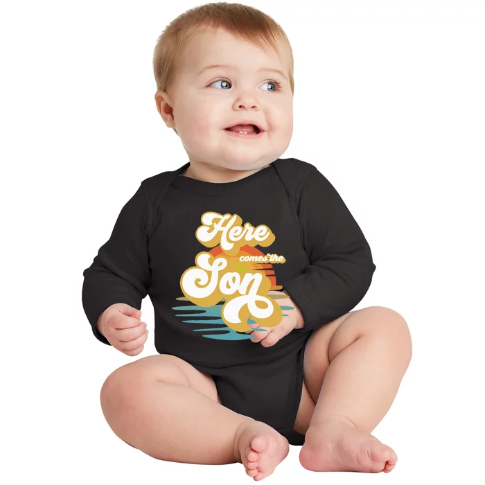 Here Comes The Son Baby Shower Family Matching Baby Long Sleeve Bodysuit