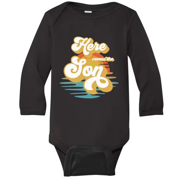 Here Comes The Son Baby Shower Family Matching Baby Long Sleeve Bodysuit