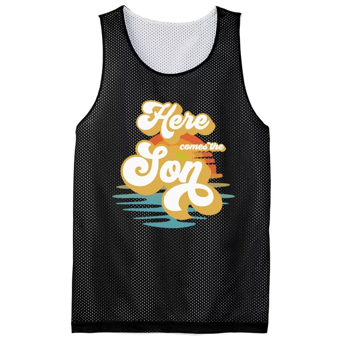 Here Comes The Son Baby Shower Family Matching Mesh Reversible Basketball Jersey Tank