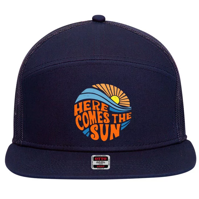 Here Comes The Sun Retro Summer 7 Panel Mesh Trucker Snapback Hat