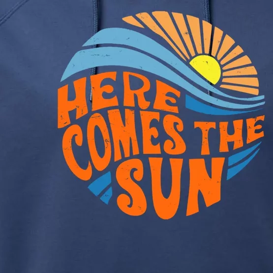 Here Comes The Sun Retro Summer Performance Fleece Hoodie