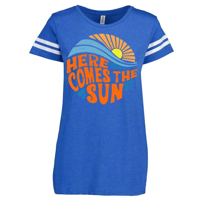 Here Comes The Sun Retro Summer Enza Ladies Jersey Football T-Shirt