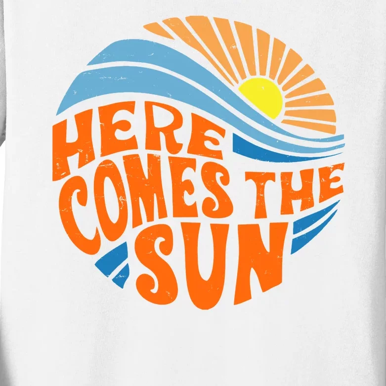 Here Comes The Sun Retro Summer Kids Long Sleeve Shirt