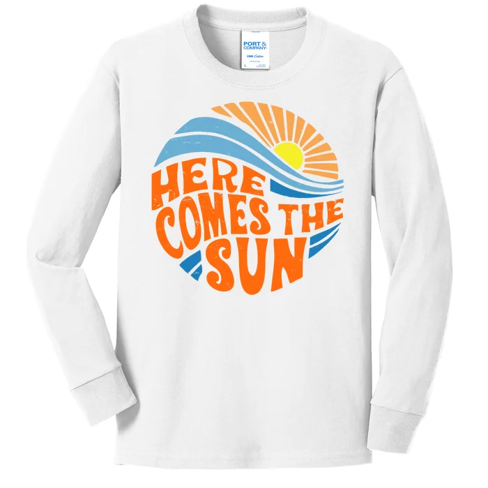 Here Comes The Sun Retro Summer Kids Long Sleeve Shirt