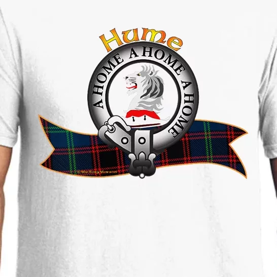 Hume Clan Tartan Crest Motto V Neck Pajama Set