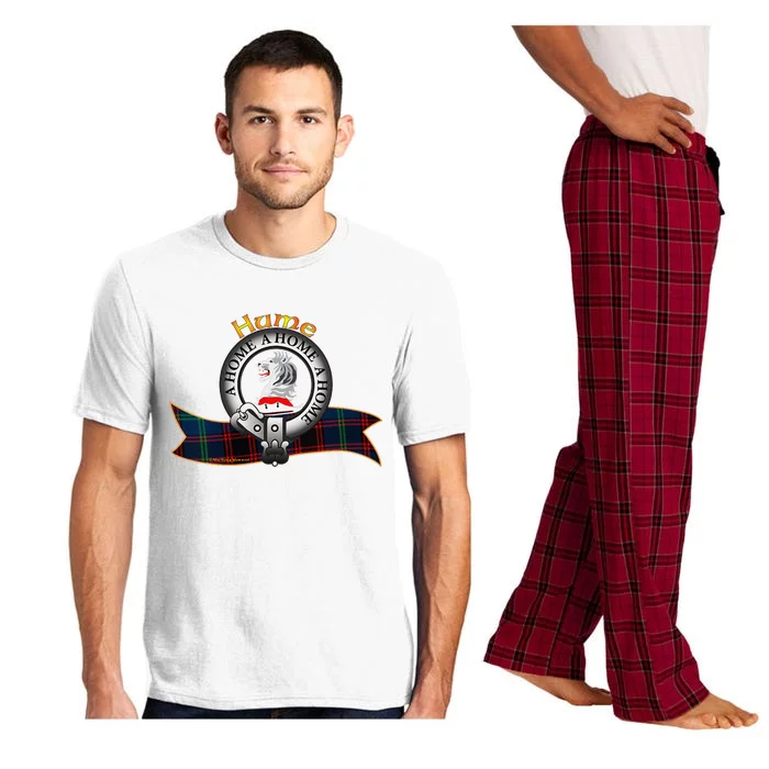 Hume Clan Tartan Crest Motto V Neck Pajama Set