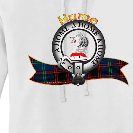 Hume Clan Tartan Crest Motto V Neck Women's Pullover Hoodie