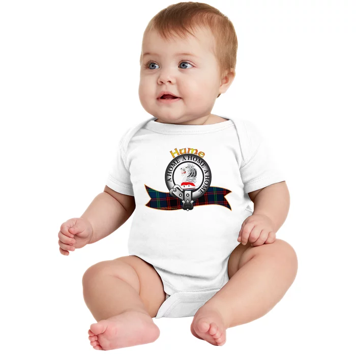 Hume Clan Tartan Crest Motto V Neck Baby Bodysuit