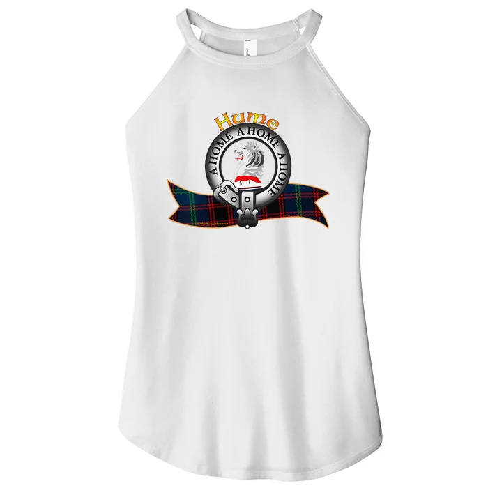 Hume Clan Tartan Crest Motto V Neck Women’s Perfect Tri Rocker Tank