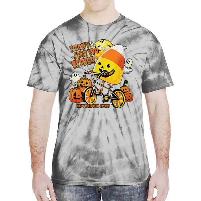 Halloween Costume Team Candy Corn I DonT Like You Either Tie-Dye T-Shirt