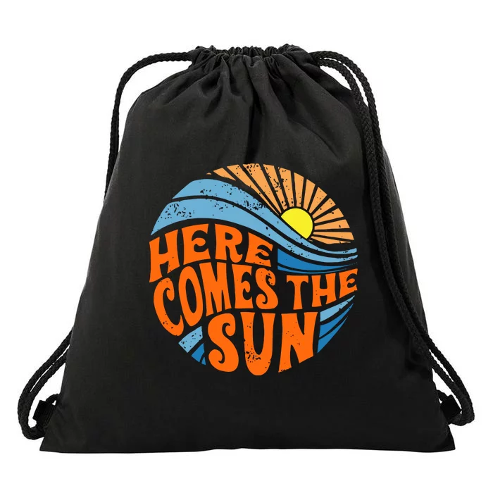 Here Comes The Sun  Beach  Summer Vacation Drawstring Bag