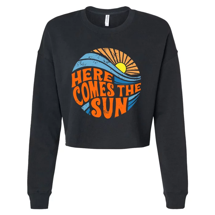 Here Comes The Sun  Beach  Summer Vacation Cropped Pullover Crew