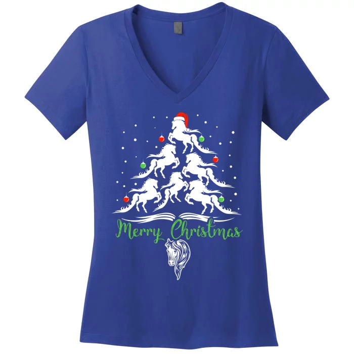 Horse Christmas Tree For Horse Lovers Xmas Gift Women's V-Neck T-Shirt