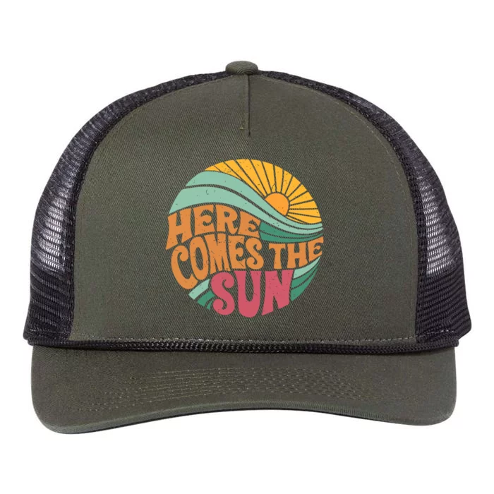 Here Comes The Sun Summer Vacation Retro Rope Trucker Hat Cap