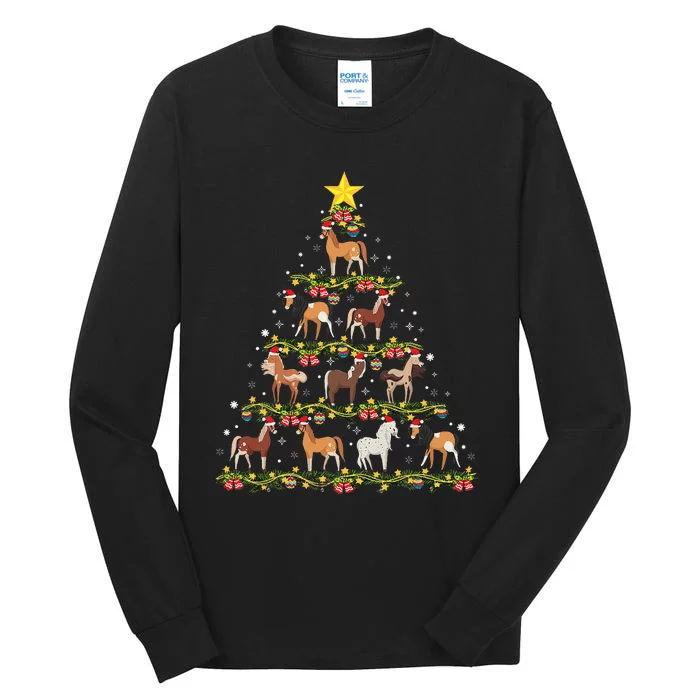 Horses Christmas Tree Horse Xmas Ornaments Tall Long Sleeve T-Shirt