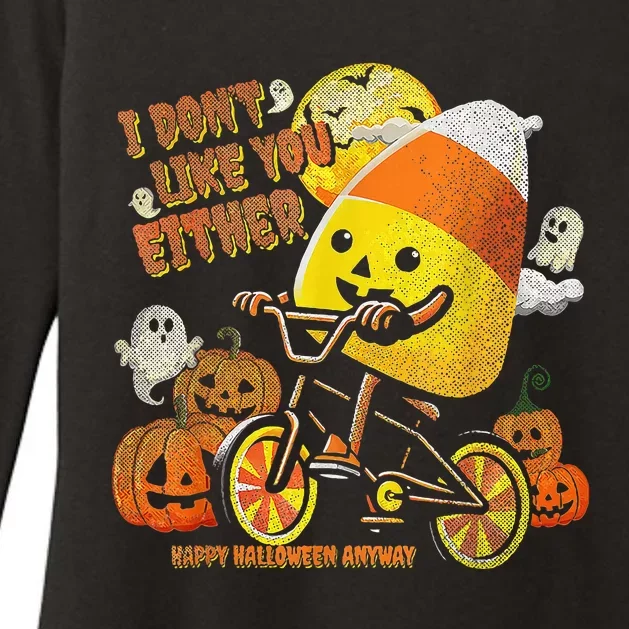 Halloween Costume Team Candy Corn I DonT Like You Either Womens CVC Long Sleeve Shirt