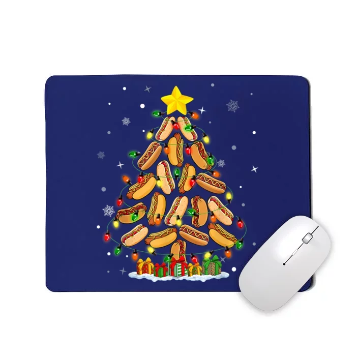 Hotdog Christmas Tree Merry Christmas Hotdog Lovers Mousepad