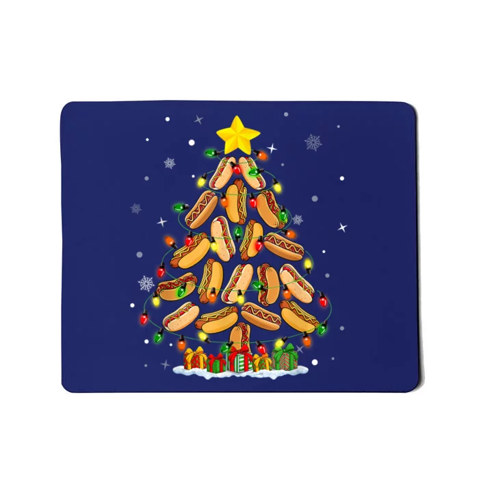 Hotdog Christmas Tree Merry Christmas Hotdog Lovers Mousepad