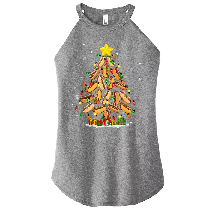 Hotdog Christmas Tree Merry Christmas Hotdog Lovers Women’s Perfect Tri Rocker Tank