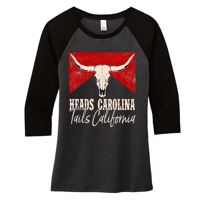 Heads Carolina Tails California Western 90S Style Costume Women's Tri-Blend 3/4-Sleeve Raglan Shirt