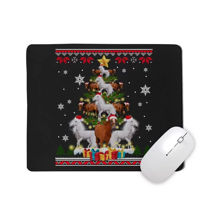 Horse Christmas Tree Xmas Lover Gift Ugly Christmas Mousepad