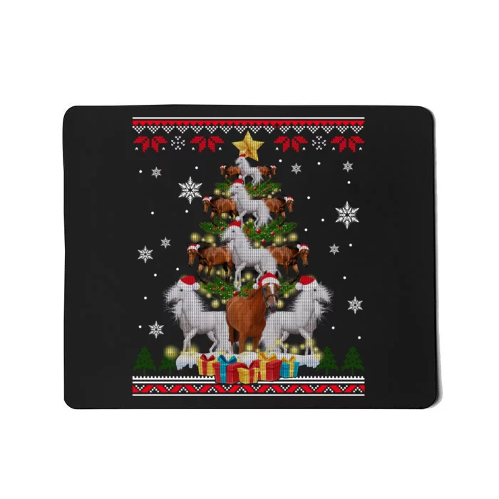 Horse Christmas Tree Xmas Lover Gift Ugly Christmas Mousepad