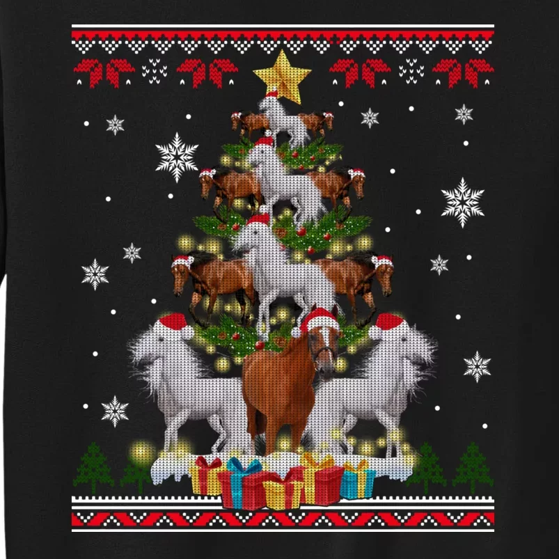 Horse Christmas Tree Xmas Lover Gift Ugly Christmas Tall Sweatshirt